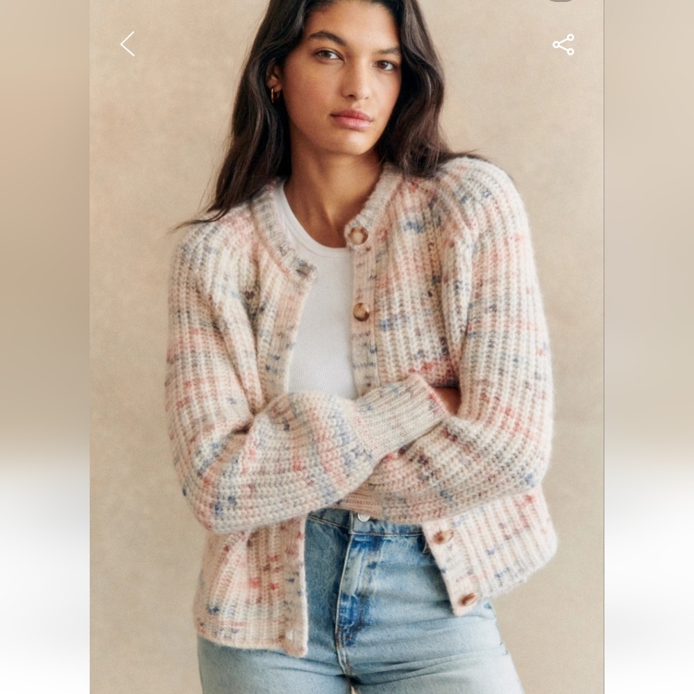 NWT Sezane Pierre Emile Cardigan Blue Multicolored Size XS